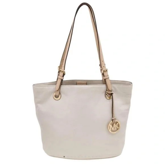 MICHAEL Michael‎ Kors Cream Leather Tote Bag with Gold Hardware - Picture 2 of 12